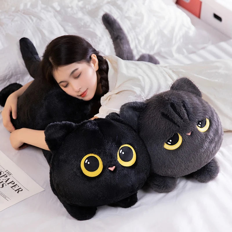 Pelúcia de Gato Preto Kawaii - Fofura e Estilo em Até 90cm