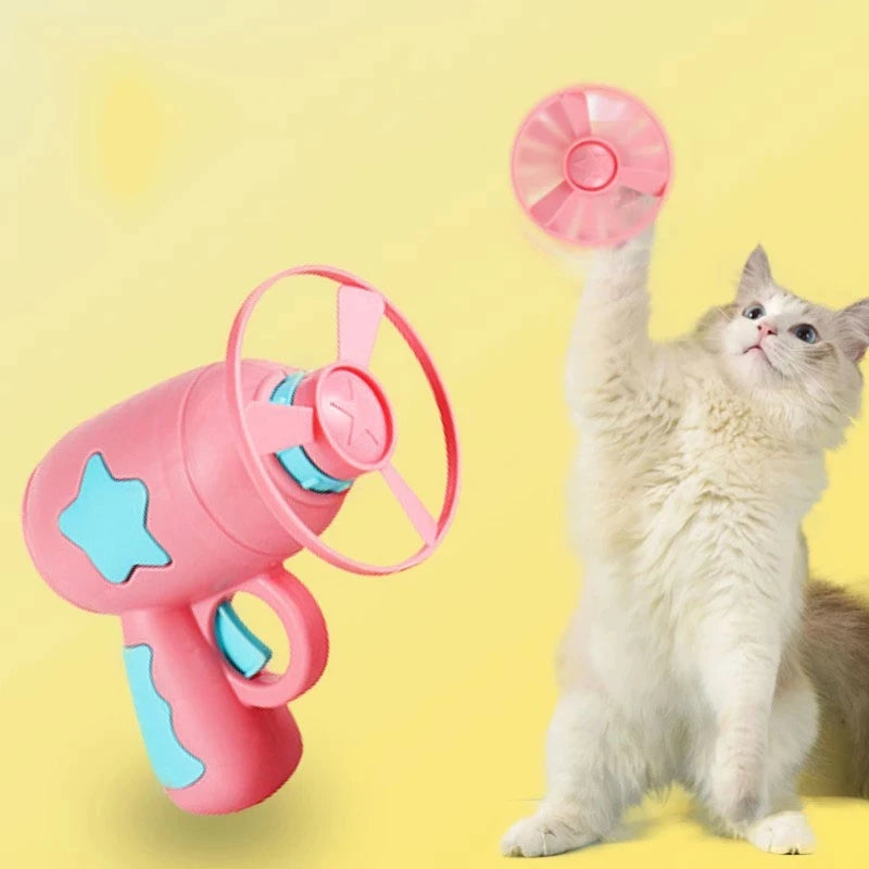 Brinquedo Interativo para Gatos – Lançador com 15 Discos Voadores