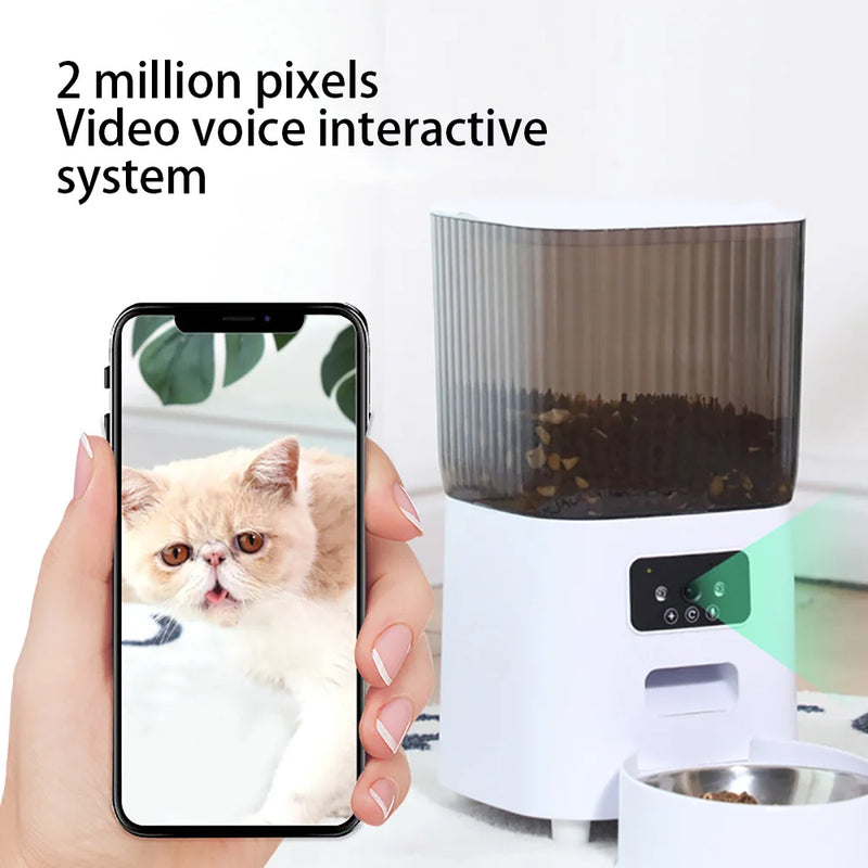 Alimentador Automático Inteligente Para Gatos, com Duas Tijelas, Câmera Integrada - Capacidade 5L