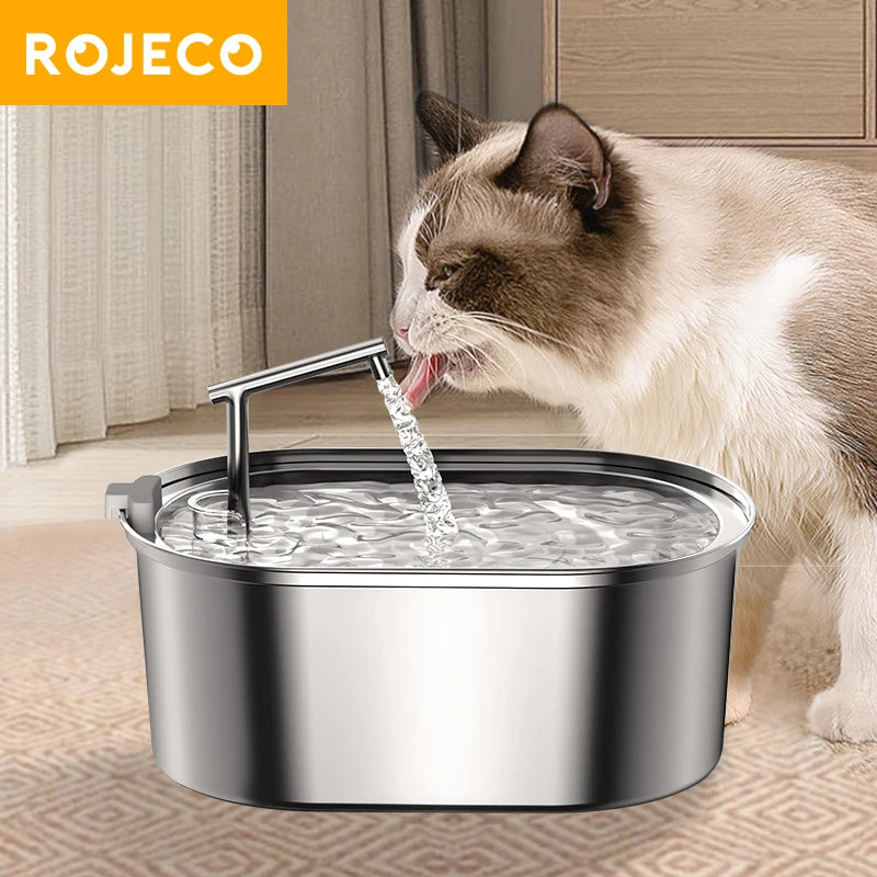 Fonte Automática de Água para Gatos, em Aço Inoxidável - Capacidade 3,2L