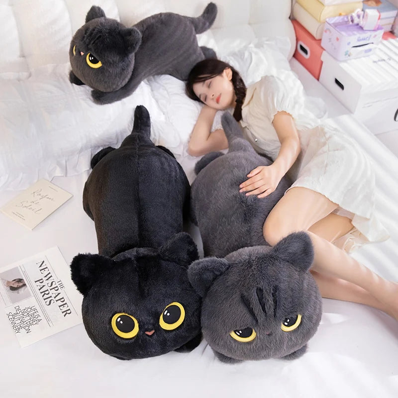 Pelúcia de Gato Preto Kawaii - Fofura e Estilo em Até 90cm