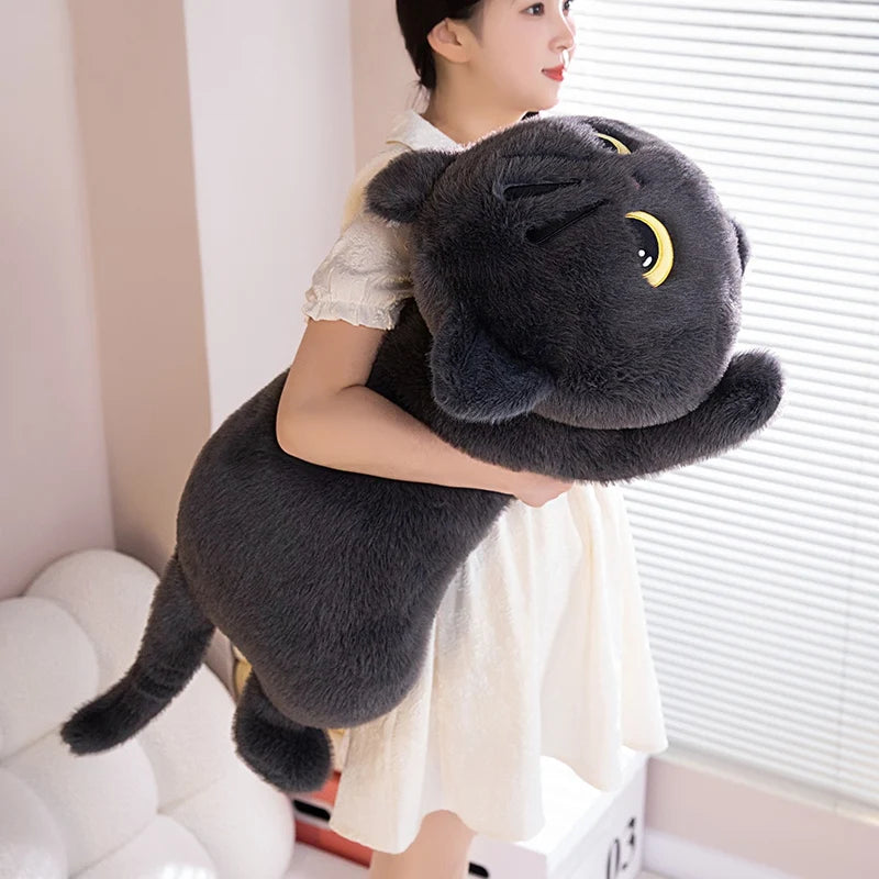 Pelúcia de Gato Preto Kawaii - Fofura e Estilo em Até 90cm