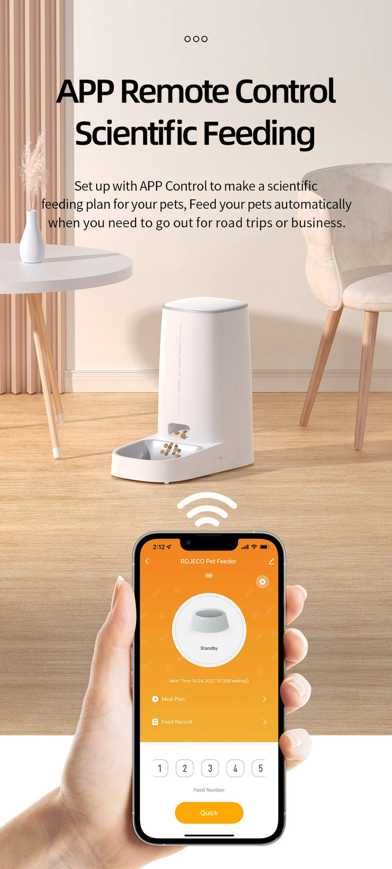 Alimentador Automático Inteligente para Gatos, com Wi-Fi, Controle Remoto - Capacidade 4L