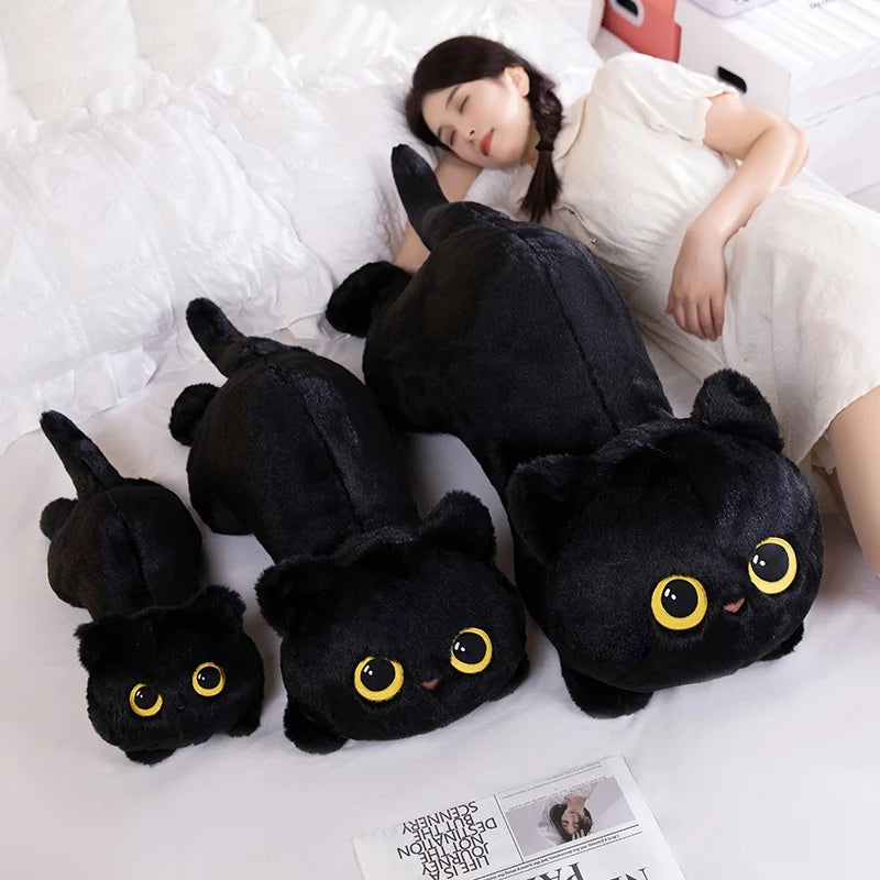 Pelúcia de Gato Preto Kawaii - Fofura e Estilo em Até 90cm