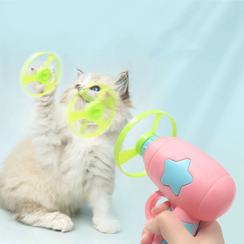 Brinquedo Interativo para Gatos – Lançador com 15 Discos Voadores