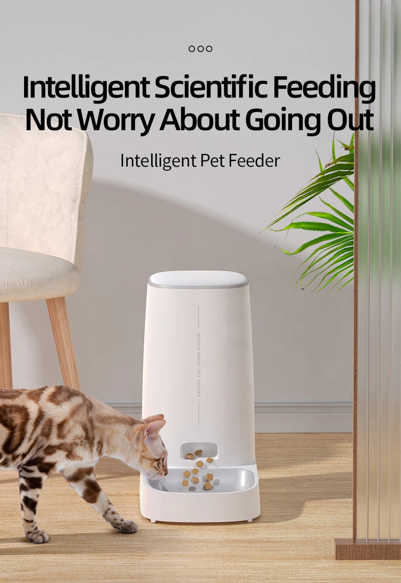 Alimentador Automático Inteligente para Gatos, com Wi-Fi, Controle Remoto - Capacidade 4L