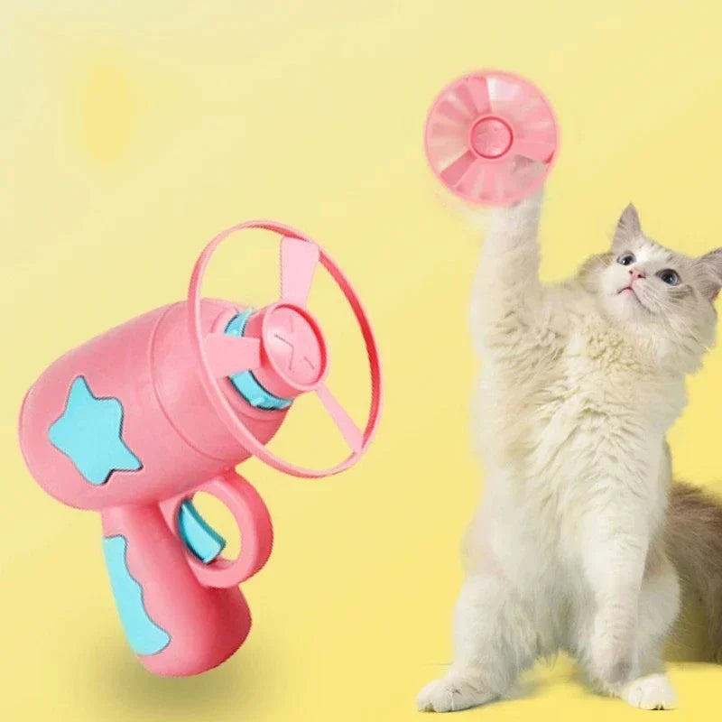 Brinquedo Interativo para Gatos – Lançador com 15 Discos Voadores