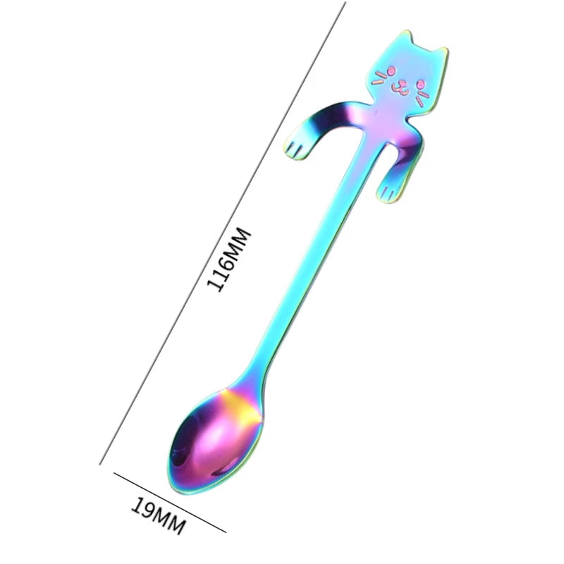 Colher de Café em Forma de Gato - Em Aço Inoxidável