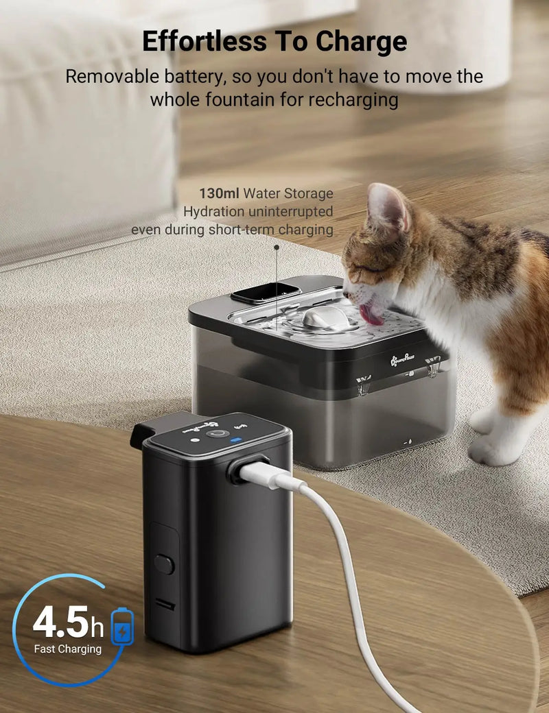 Fonte Automática para Gatos, em Aço Inoxidável, Bateria Wireless e Sensor Inteligente 2 em 1 - Capacidade 2,5L