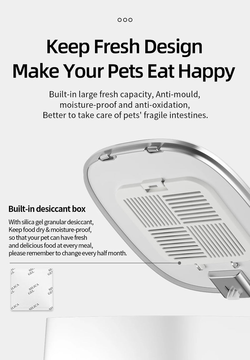 Alimentador Automático Inteligente para Gatos, com Wi-Fi, Controle Remoto - Capacidade 4L